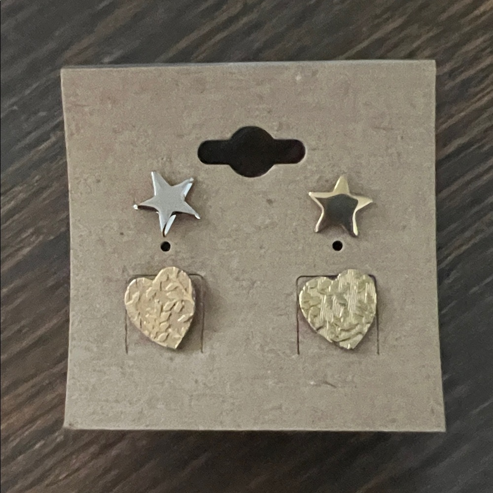 Gold and Silver Star and Heart Earrings